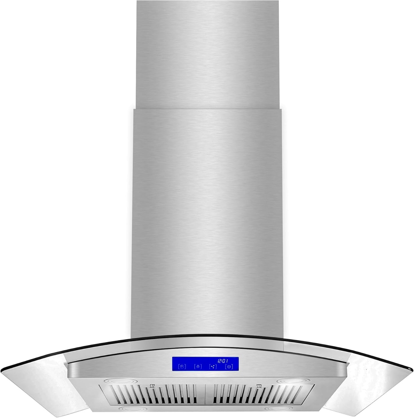 COSMO COS-63ISS75 30 in. Lumin Collection 380 CFM Ducted Island Range Hood, Soft Touch Controls, LED Lights, Stainless Steel