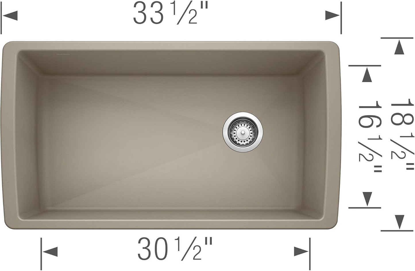 BLANCO, Trufle 441765 DIAMOND SILGRANIT Super Single Undermount Kitchen Sink, 33.5" X 18.5"