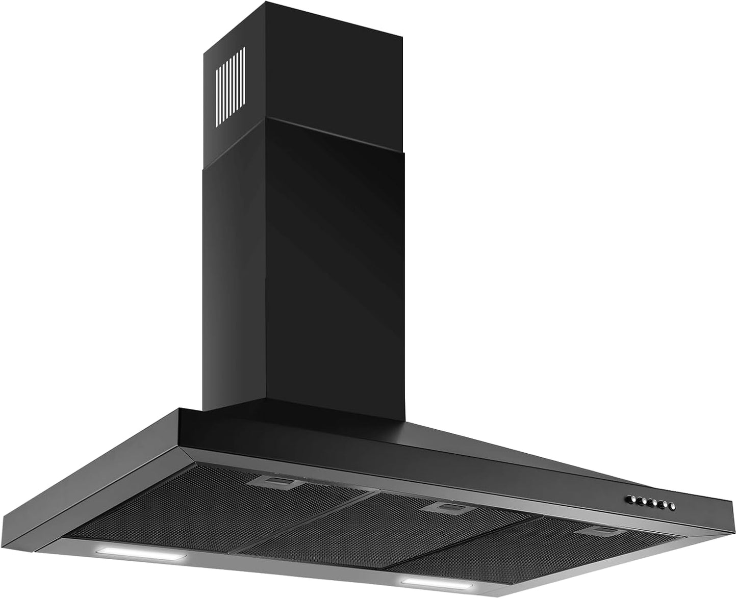 SNDOAS Black Range Hood 30 inch,Hood Vents for Kitchen with Ducted/Ductless Convertible,Vent Hoods 30 inch,Wall Mount Ductless Range Hood,Stainless Steel Kitchen Vent Hood with LED Light