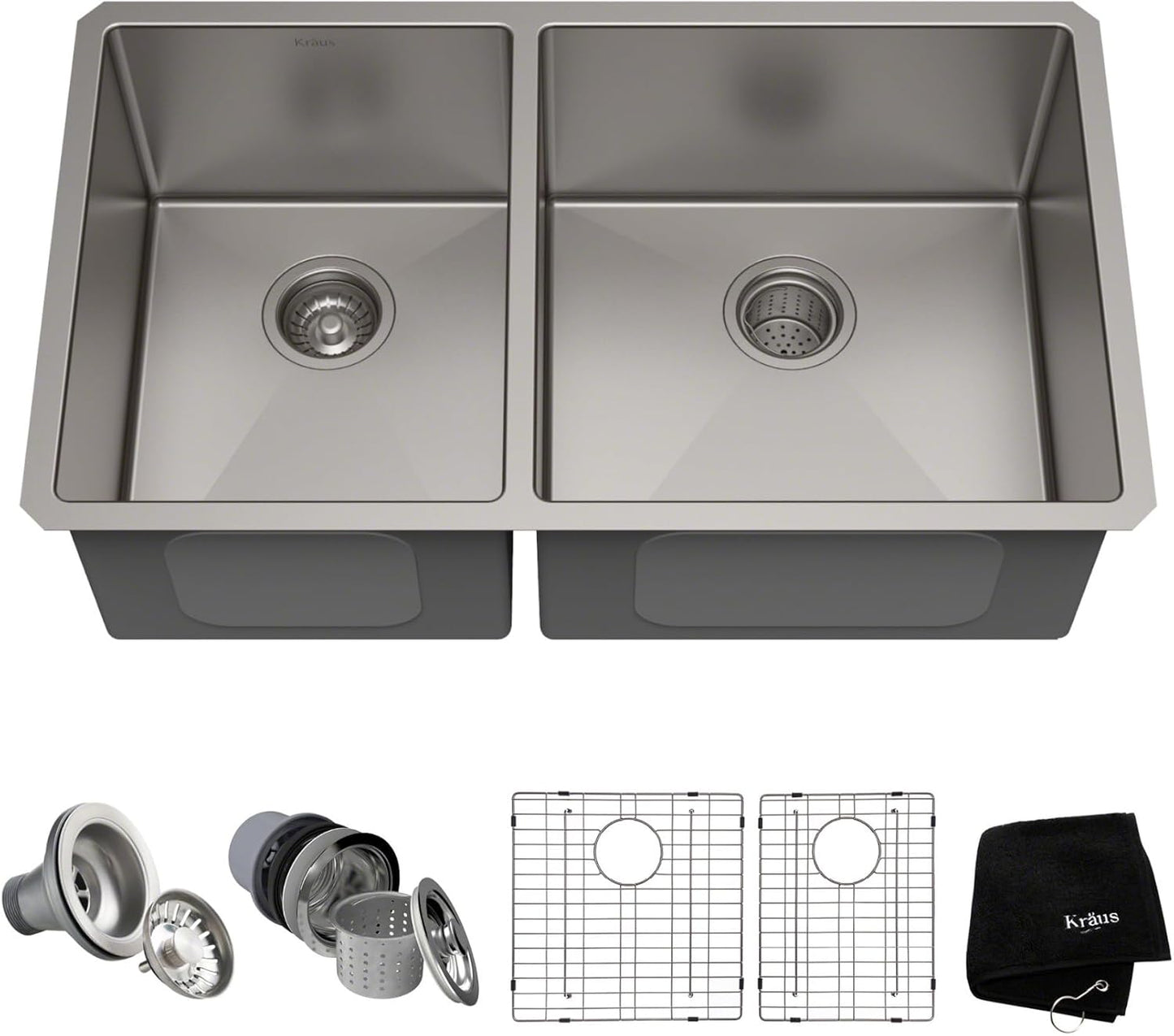 Kraus KHU100-32 Standart PRO 16 Gauge Undermount Single Bowl Stainless Steel Kitchen Sink, 32 Inch