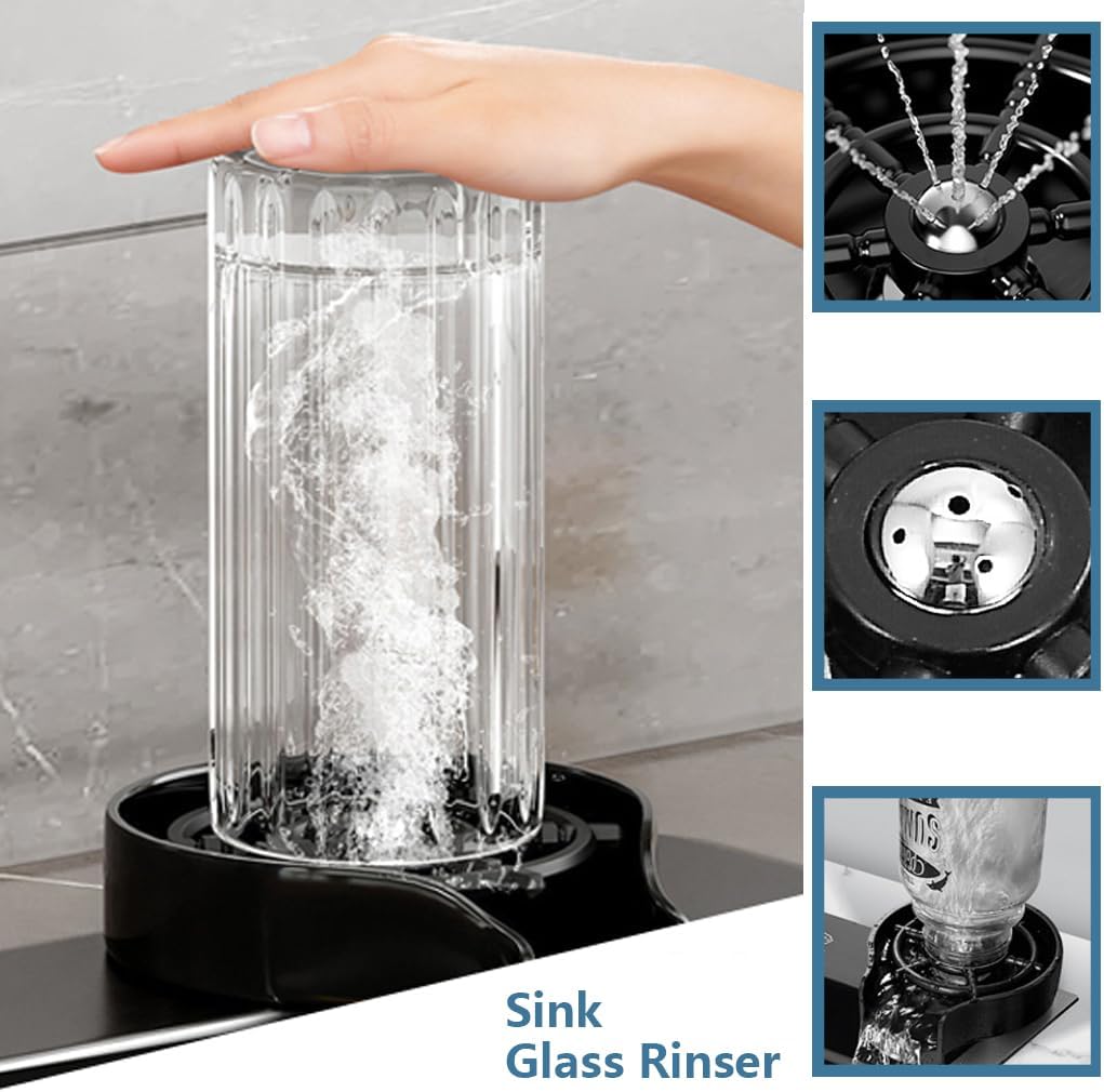 Black Waterfall Kitchen Sink, Drop in Single Bowl Stainless Steel Bar Sink with Cup Washer Sinks, Topmount Workstation Kitchen Sink with Accessories (Size : 26.8 x 17.7in)