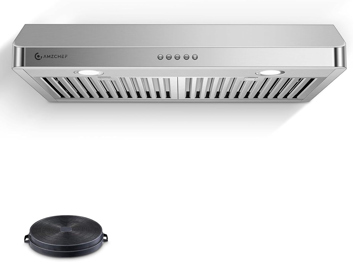 AMZCHEF Under Cabinet Range Hood 30 Inch, 750CFM Stainless Steel Kitchen Stove Vent Hood 3 Speed Exhaust Fan Touch/Remote/Gesture Control LED lights Time Setting Dishwasher-Safe Baffle Filters