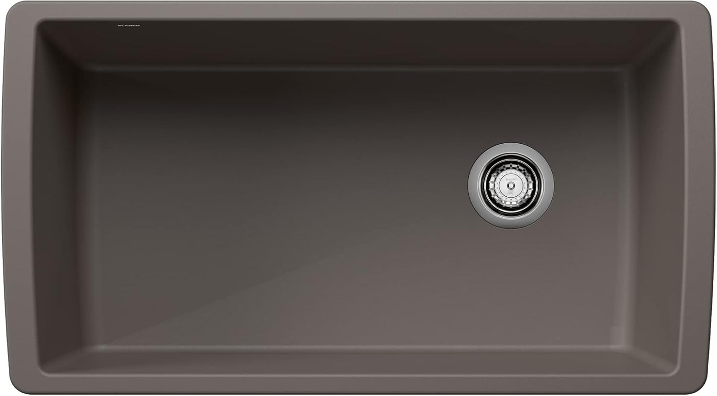 BLANCO, Trufle 441765 DIAMOND SILGRANIT Super Single Undermount Kitchen Sink, 33.5" X 18.5"
