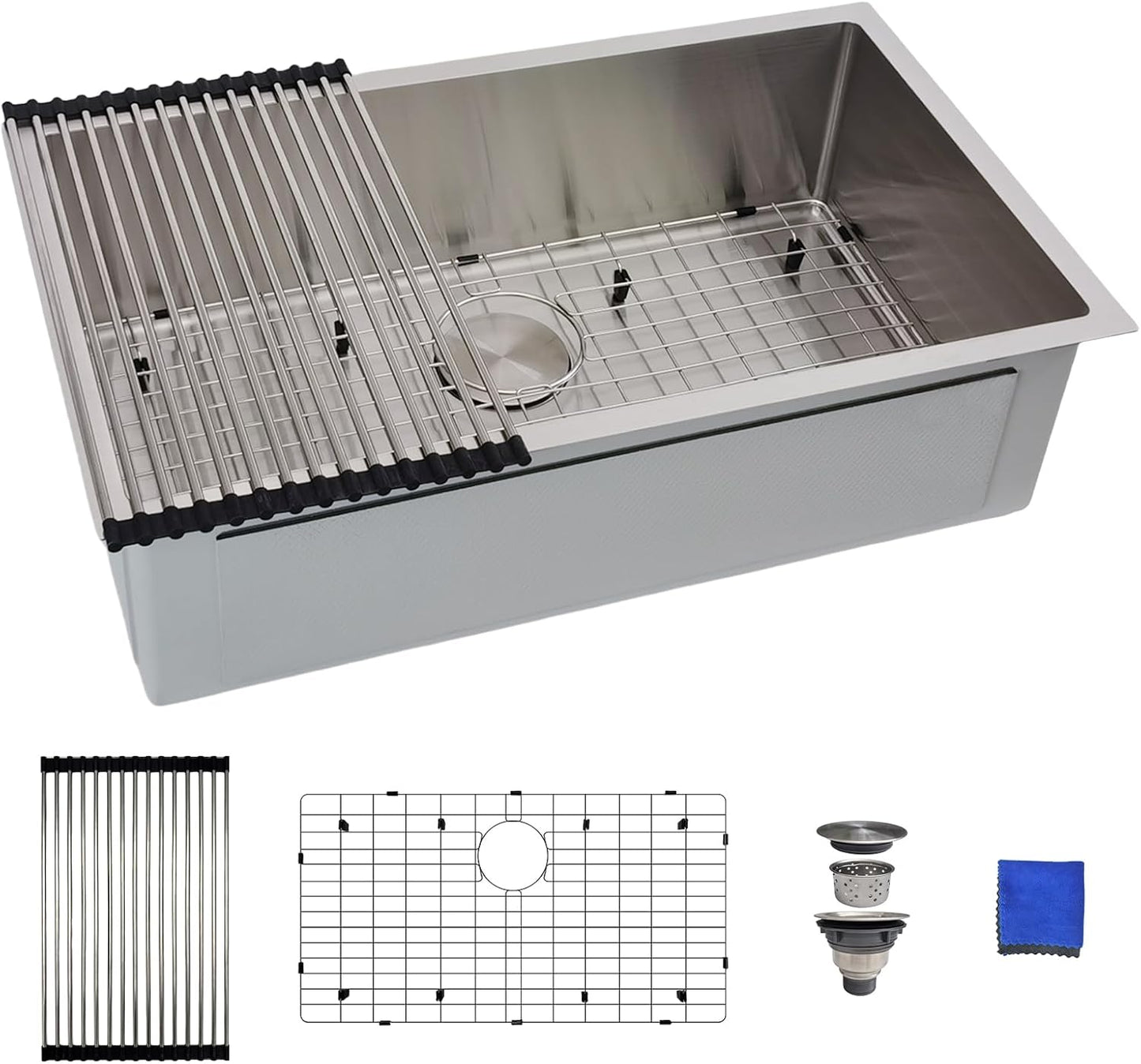 15 Inch Bar Sink Drop In - Delironexu 18 Gauge Stainless Steel Small Kitchen Sink, 15"x15" Single Bowl Square Wet Bar with Brushed Finish for Outdoor, RV, and Prep Use