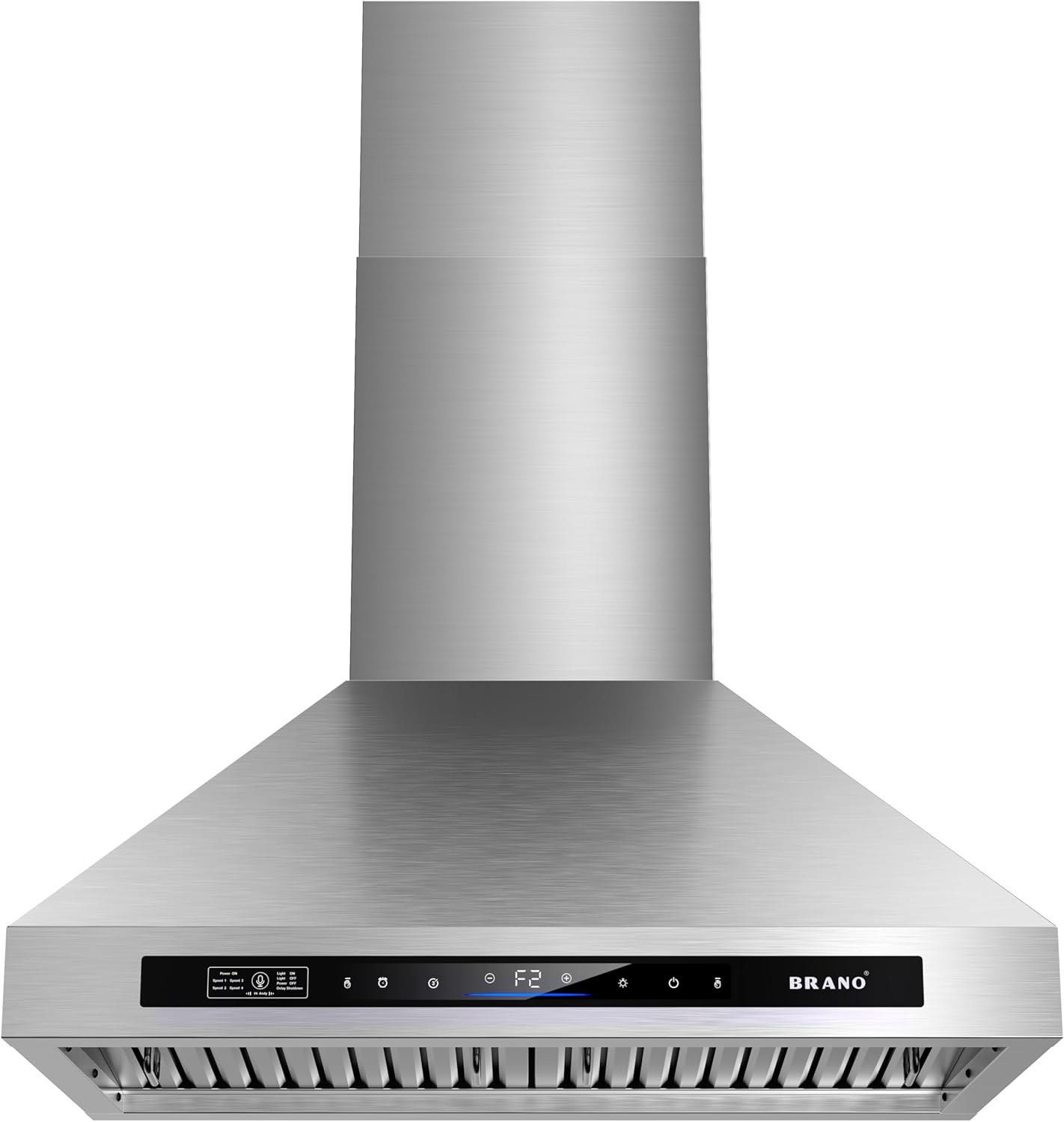 36 inch Wall Mount Range Hood Tempered Glass 900 CFM, Voice/Gesture/Touch Control, Stainless Steel Kitchen Hood Vent with 4 Speed Exhaust Fan, Adjustable Lights, Memory Mode