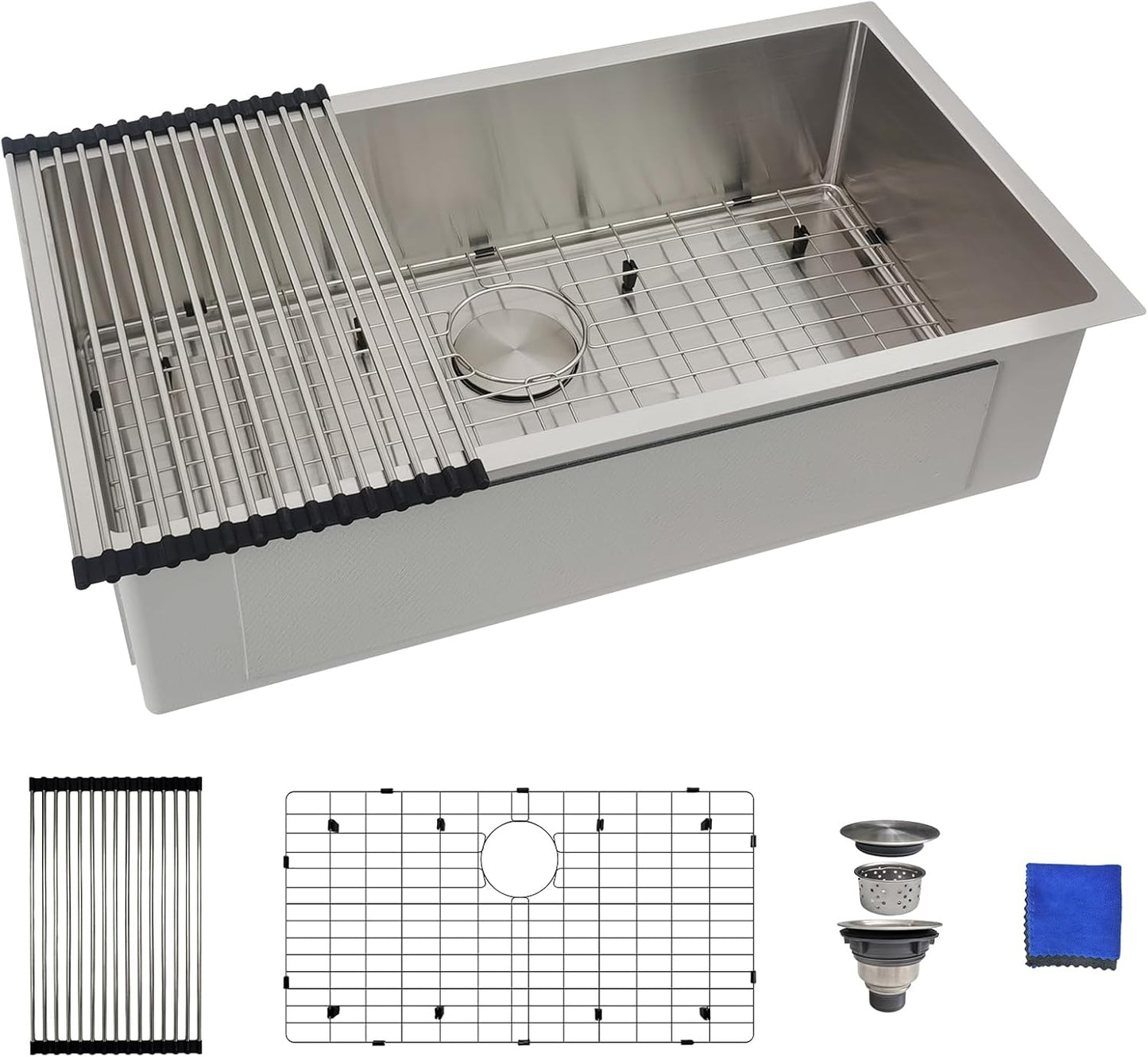 15 Inch Bar Sink Drop In - Delironexu 18 Gauge Stainless Steel Small Kitchen Sink, 15"x15" Single Bowl Square Wet Bar with Brushed Finish for Outdoor, RV, and Prep Use