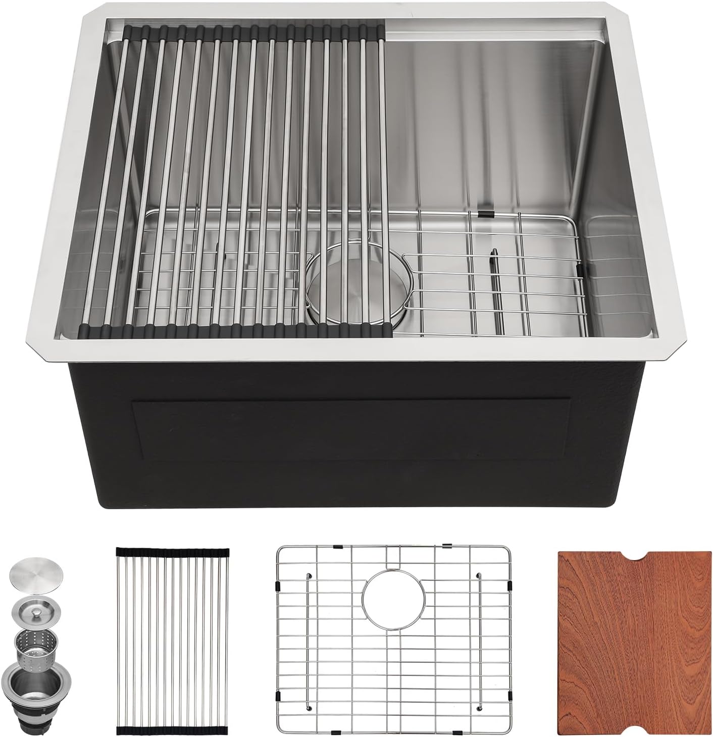 Sarlai 33 Undermount Sink Gold Stainless - 33" x19" Kitchen Sink Ledge Workstation Gold 16 Gauge Stainless Steel Deep Single Bowl Under Counter Rectangular Kitchen Sinks Basin