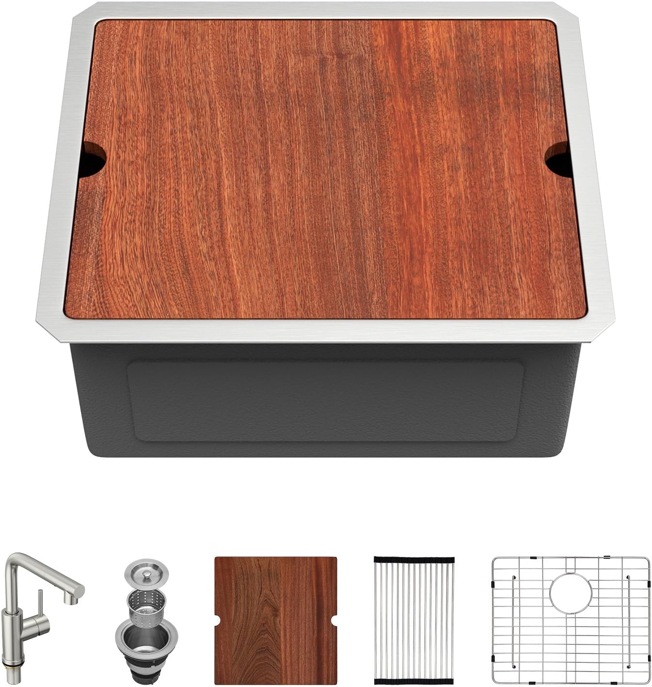 Sarlai 33 Undermount Sink Gold Stainless - 33" x19" Kitchen Sink Ledge Workstation Gold 16 Gauge Stainless Steel Deep Single Bowl Under Counter Rectangular Kitchen Sinks Basin