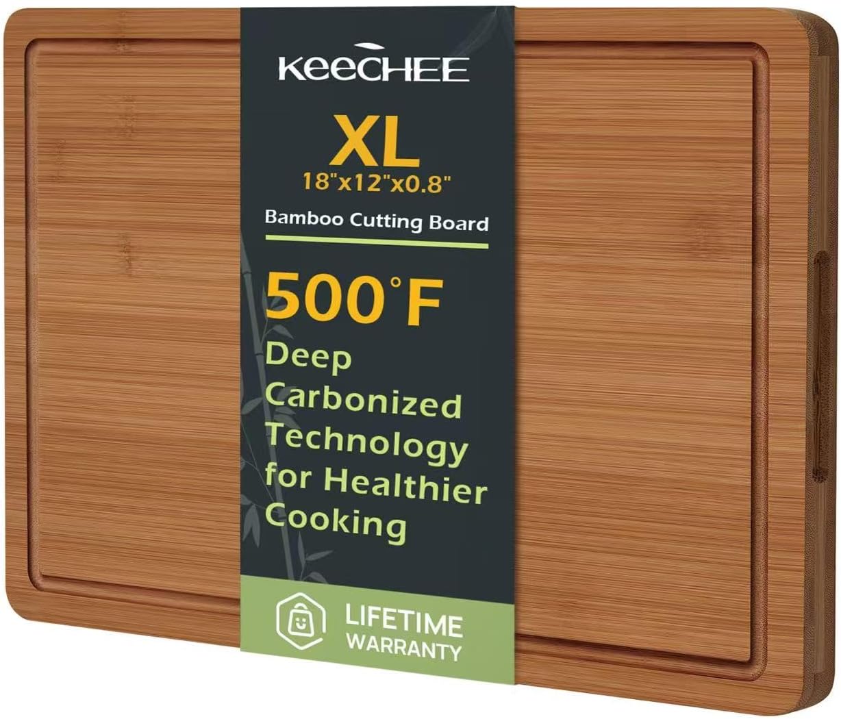 Bamboo Cutting Board, Durable Wood Cutting Boards for Kitchen with Deep Juice Grooves & Built-in Handles, Ideal Charcuterie & Chopping for Meat, Vegetables and Fruits Ideal Kitchen Gifts