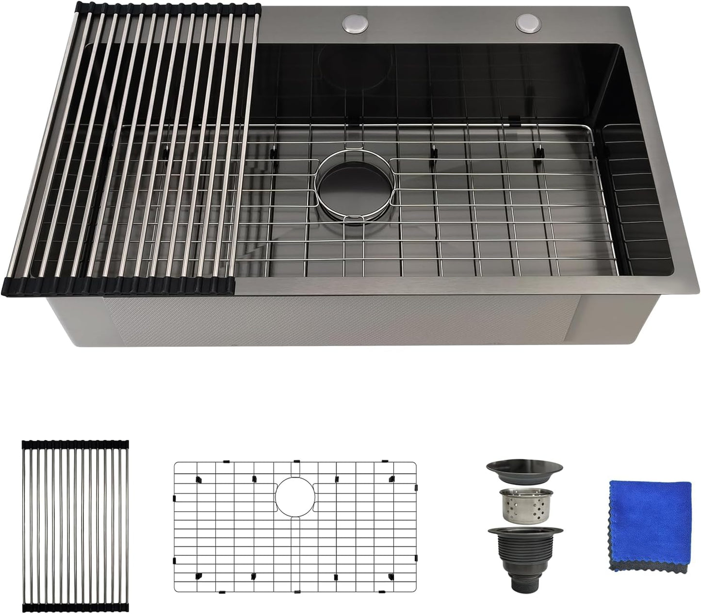 15 Inch Bar Sink Drop In - Delironexu 18 Gauge Stainless Steel Small Kitchen Sink, 15"x15" Single Bowl Square Wet Bar with Brushed Finish for Outdoor, RV, and Prep Use