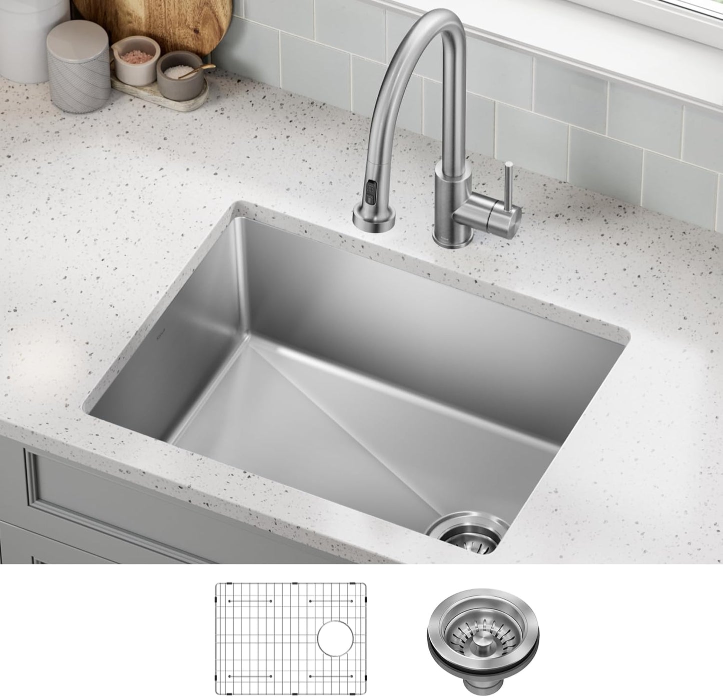 KRAUS Fairlane 33-inch Undermount Single Bowl 18-Gauge Stainless Steel Kitchen Sink, KHU640-33