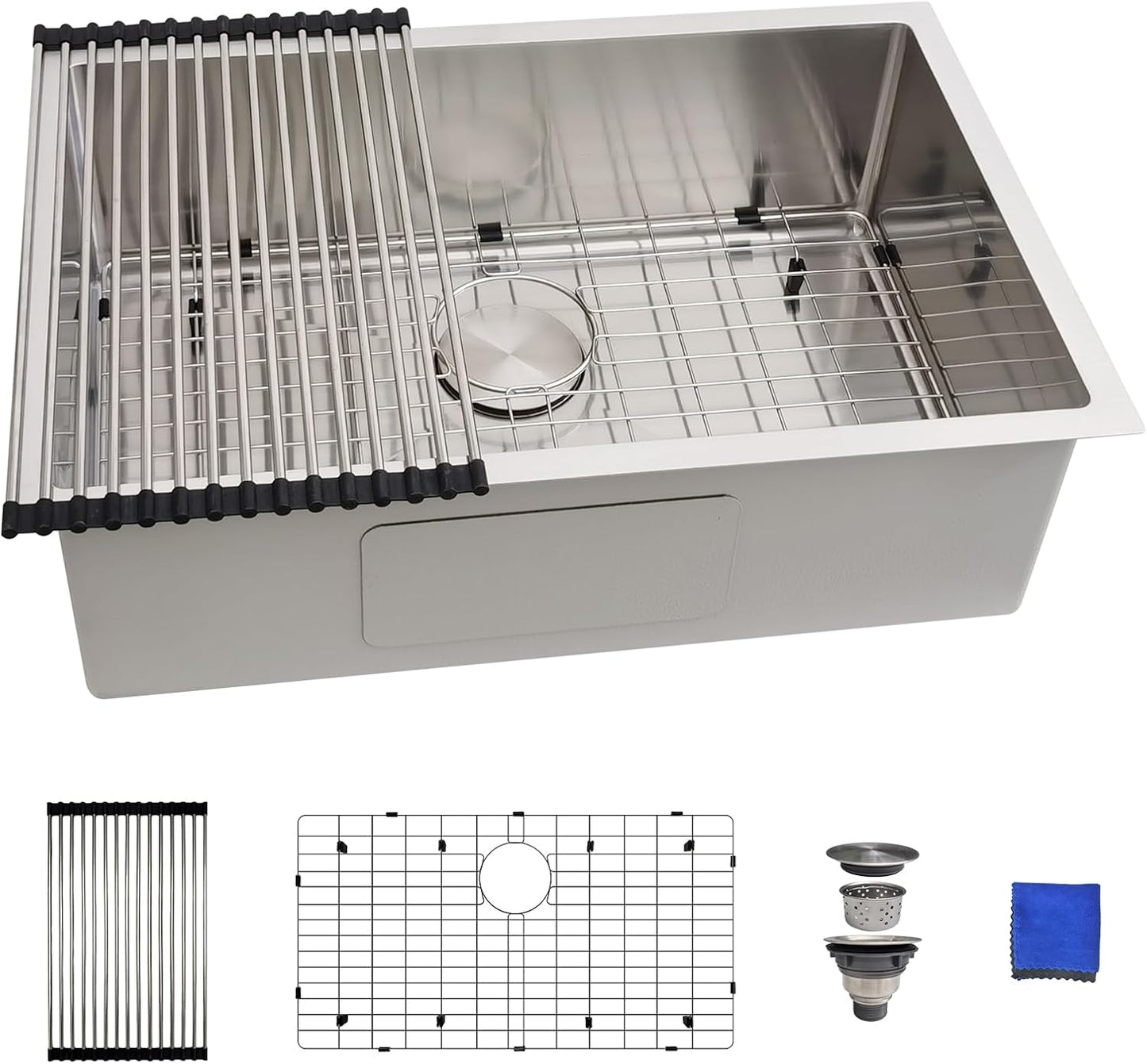 15 Inch Bar Sink Drop In - Delironexu 18 Gauge Stainless Steel Small Kitchen Sink, 15"x15" Single Bowl Square Wet Bar with Brushed Finish for Outdoor, RV, and Prep Use