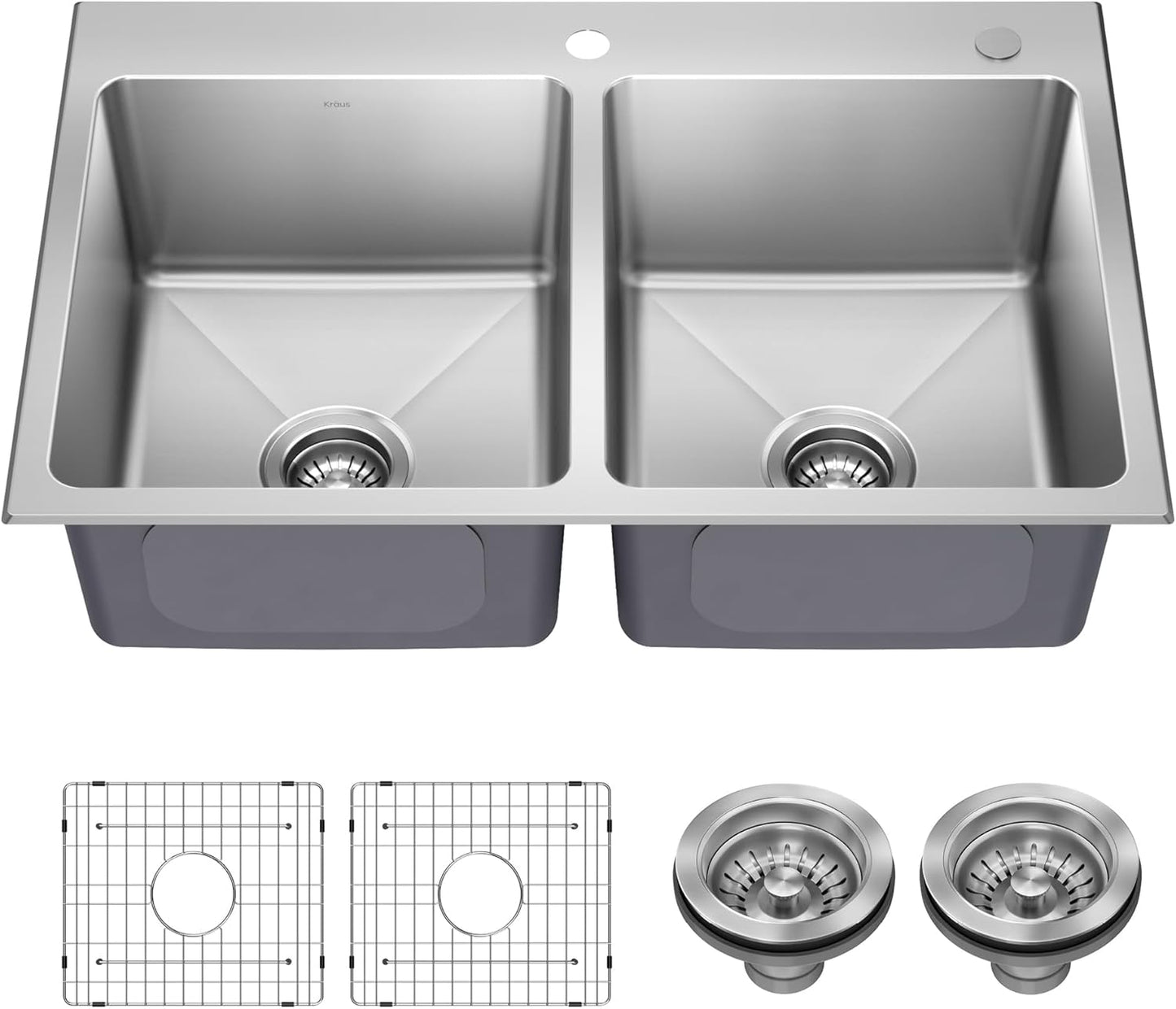 KRAUS Fairlane 33-inch Undermount Single Bowl 18-Gauge Stainless Steel Kitchen Sink, KHU640-33