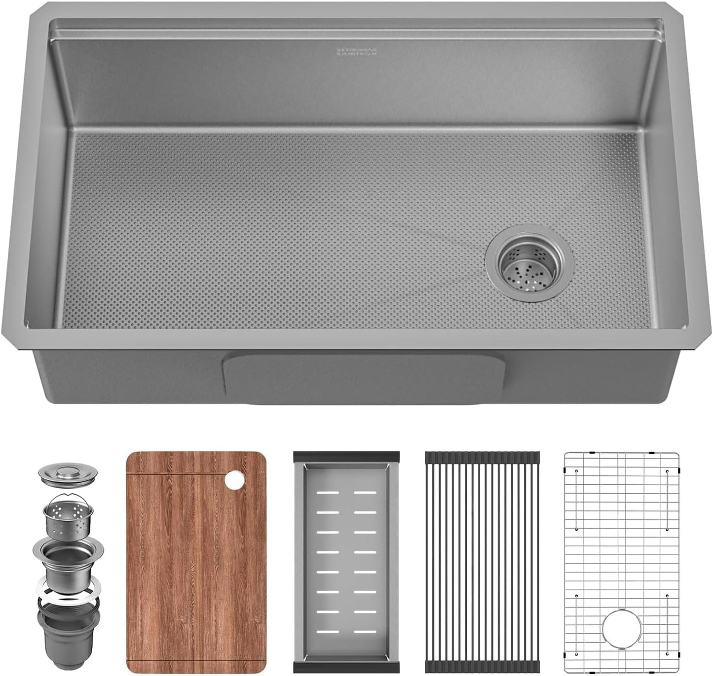 32 Inch Undermount Kitchen Sink, 304 Stainless Steel with Nano Coating, Single Bowl, Modern Design for Workstation, RV, Prep Kitchen & Bar, Drain Assembly Included, 32x19 Inch (Silver)