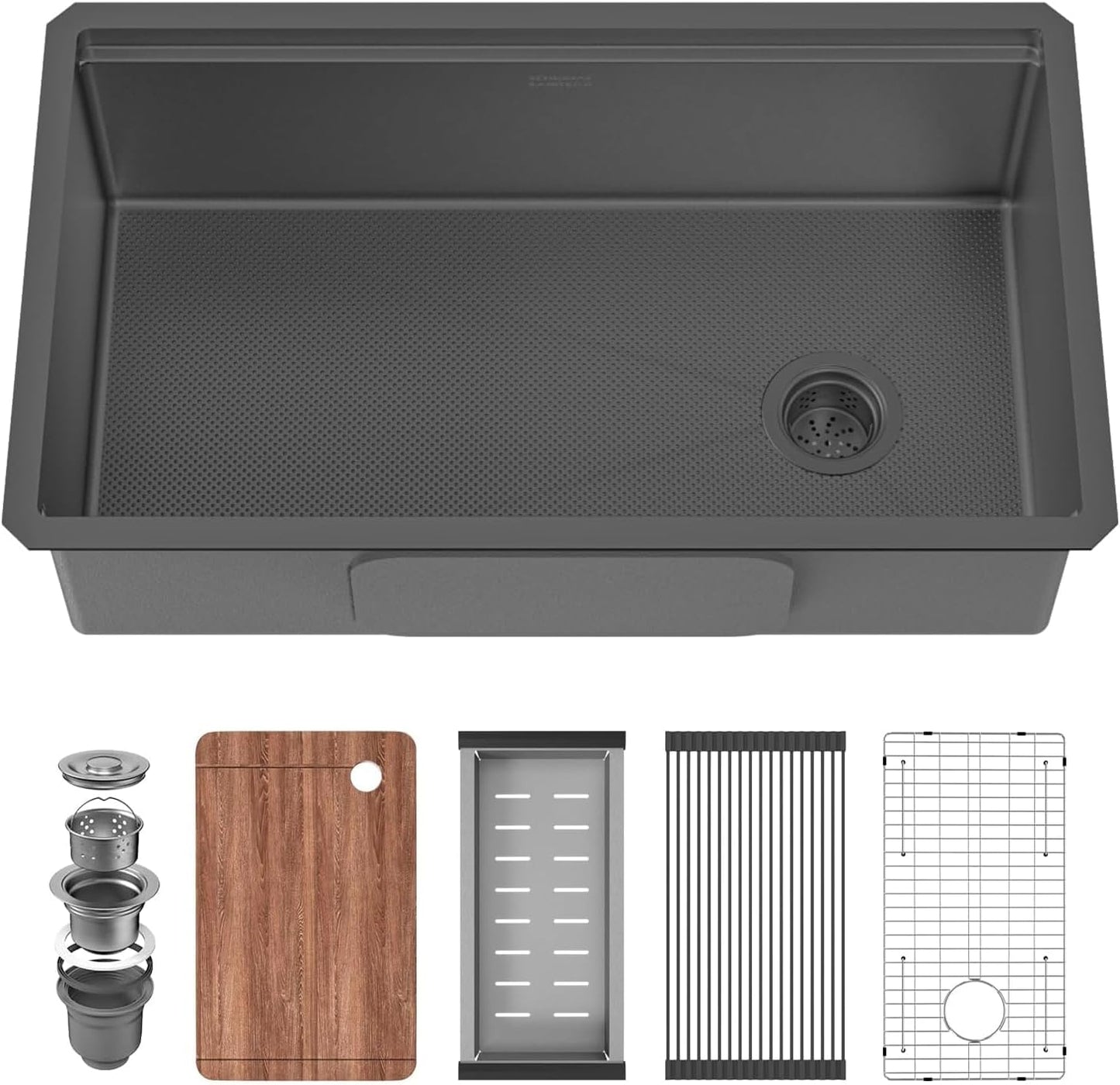 32 Inch Undermount Kitchen Sink, 304 Stainless Steel with Nano Coating, Single Bowl, Modern Design for Workstation, RV, Prep Kitchen & Bar, Drain Assembly Included, 32x19 Inch (Silver)
