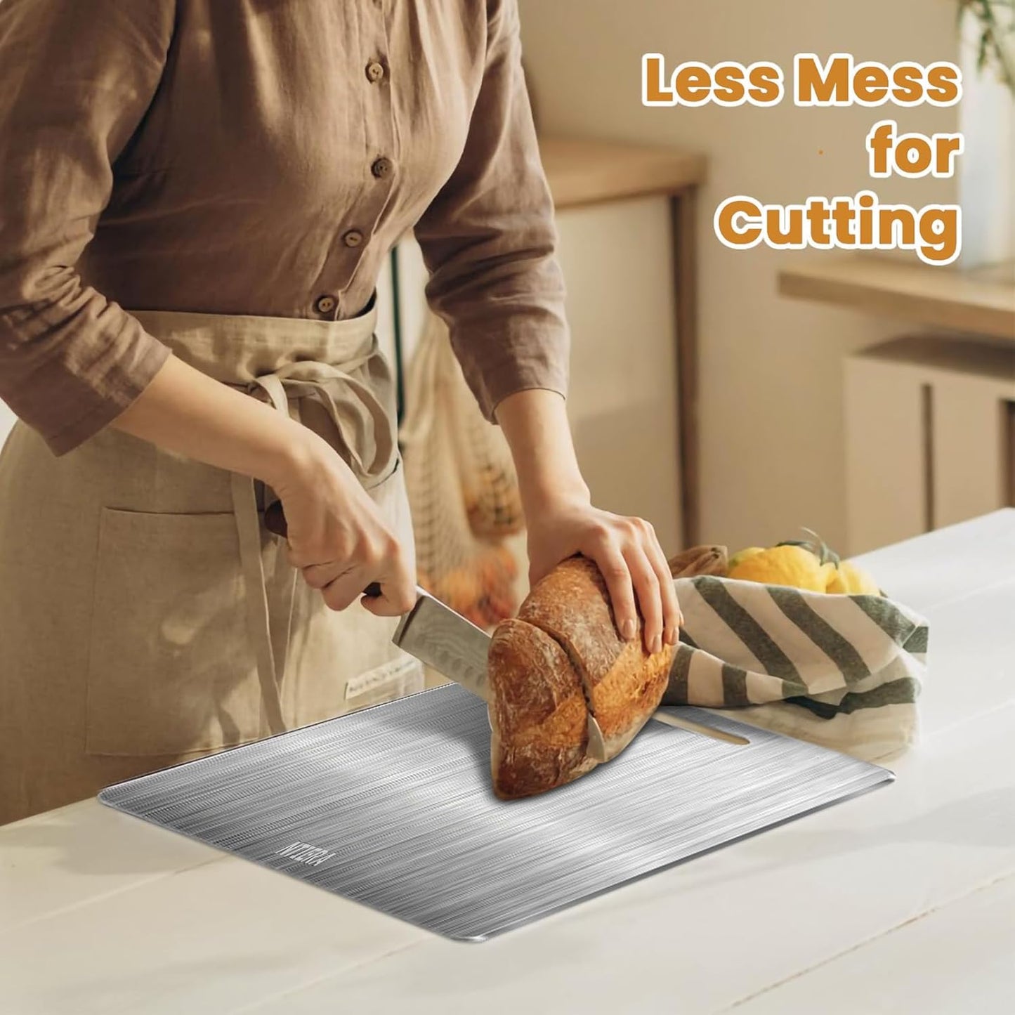 New Titanium Cutting Board - Stainless Steel Cutting Boards for kitchen,Double-Sided Food Grade Non Toxic Cutting Board,Chopping Boards Necessities for Home Outdoor Camping Meal Prep,Easy to Clean （S）