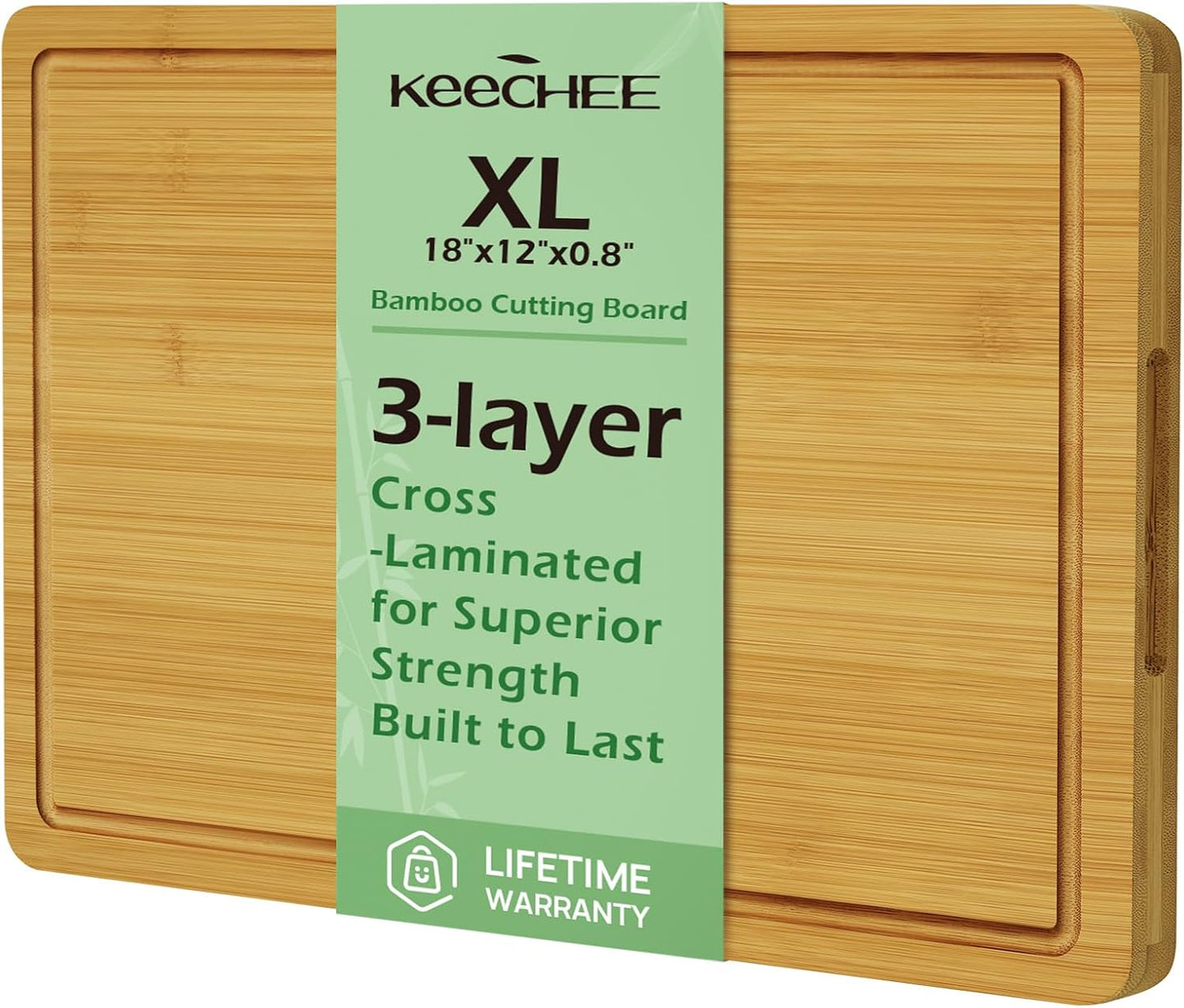 Bamboo Cutting Board, Durable Wood Cutting Boards for Kitchen with Deep Juice Grooves & Built-in Handles, Ideal Charcuterie & Chopping for Meat, Vegetables and Fruits Ideal Kitchen Gifts