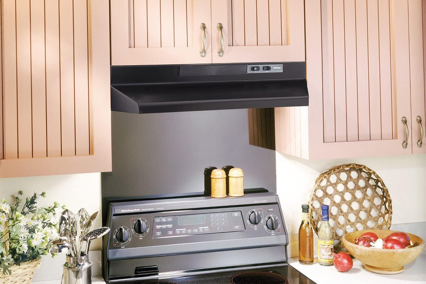 Broan-NuTone F403623 Exhaust Fan for Under Cabinet Two-Speed Four-Way Range Hood, 36-Inch, Black