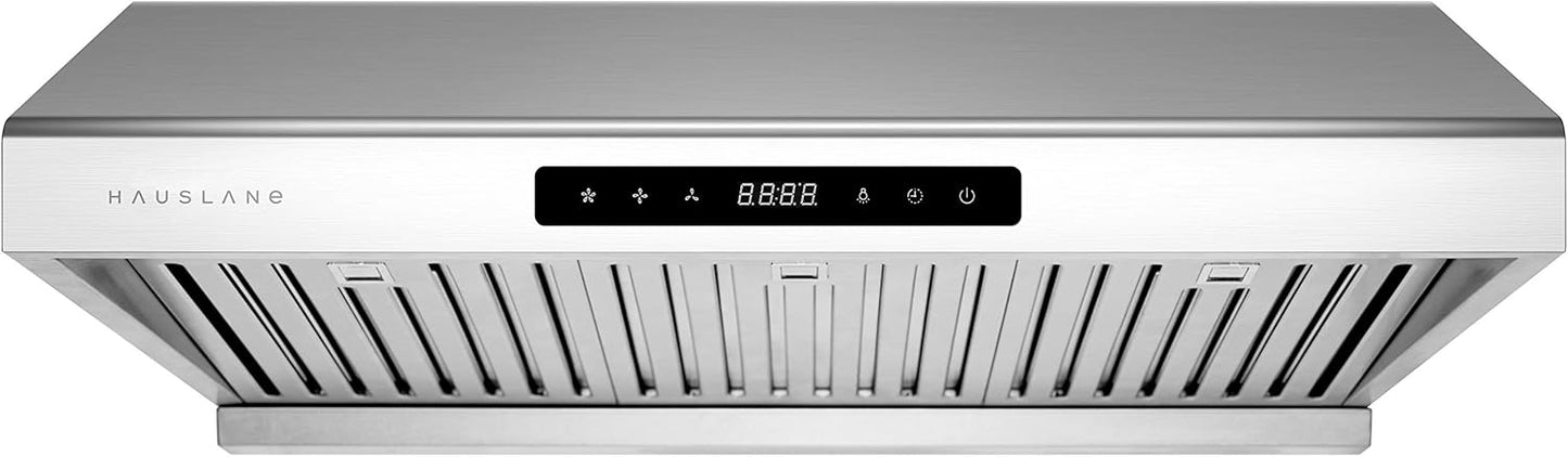 Hauslane Range Hood Under Cabinet 30 Inch, Hood Vent for Kitchen | Quiet Vent Hood, Energy Saving LED, Stainless Steel Ducted or Ductless Hood Ranges, Recirculating Operation UC-B018