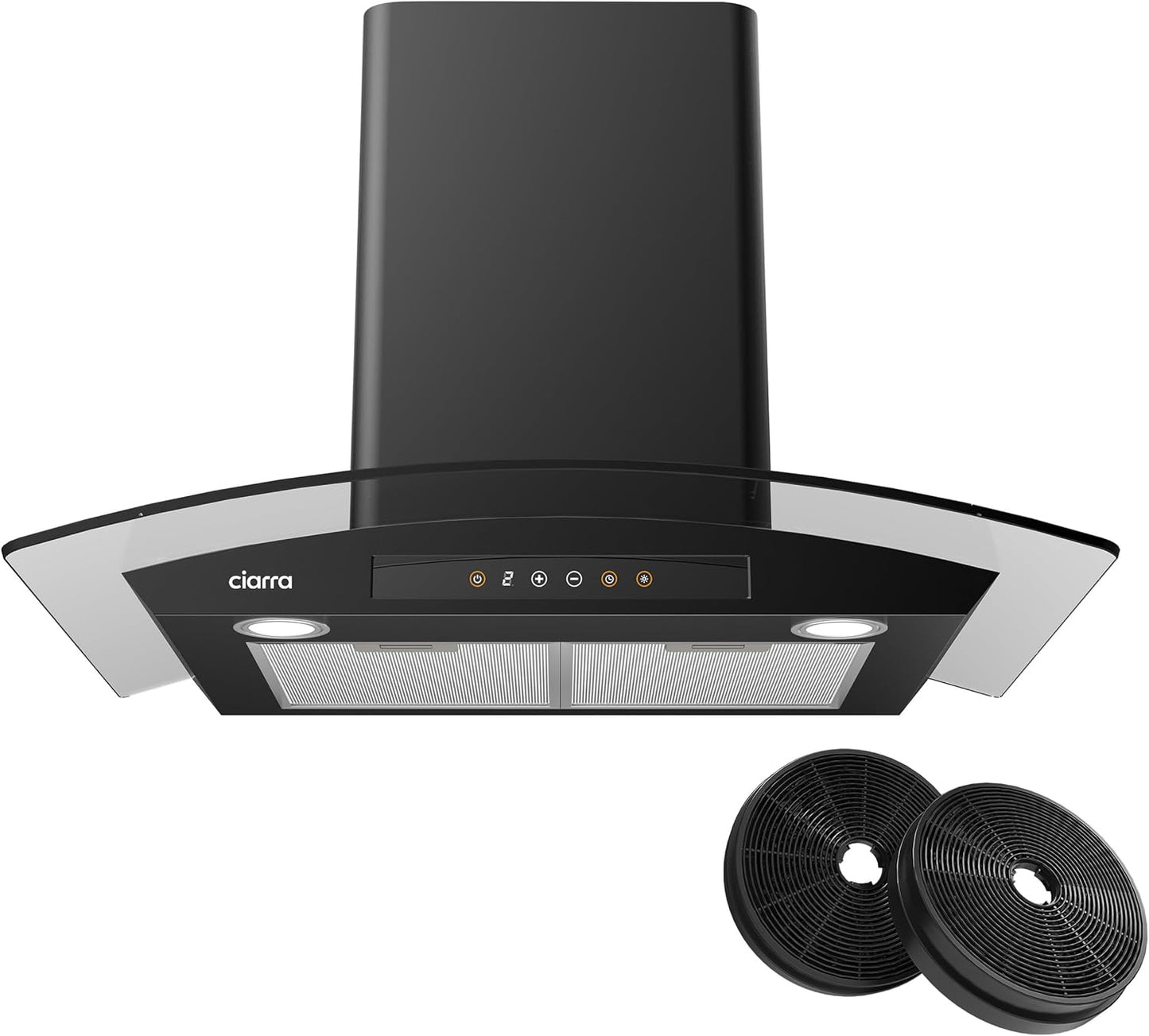 CIARRA Black Range Hood 30 inch with Carbon Filters 450 CFM Stove Vent Hood for Kitchen Auto Shut Off Function CAB75502-003