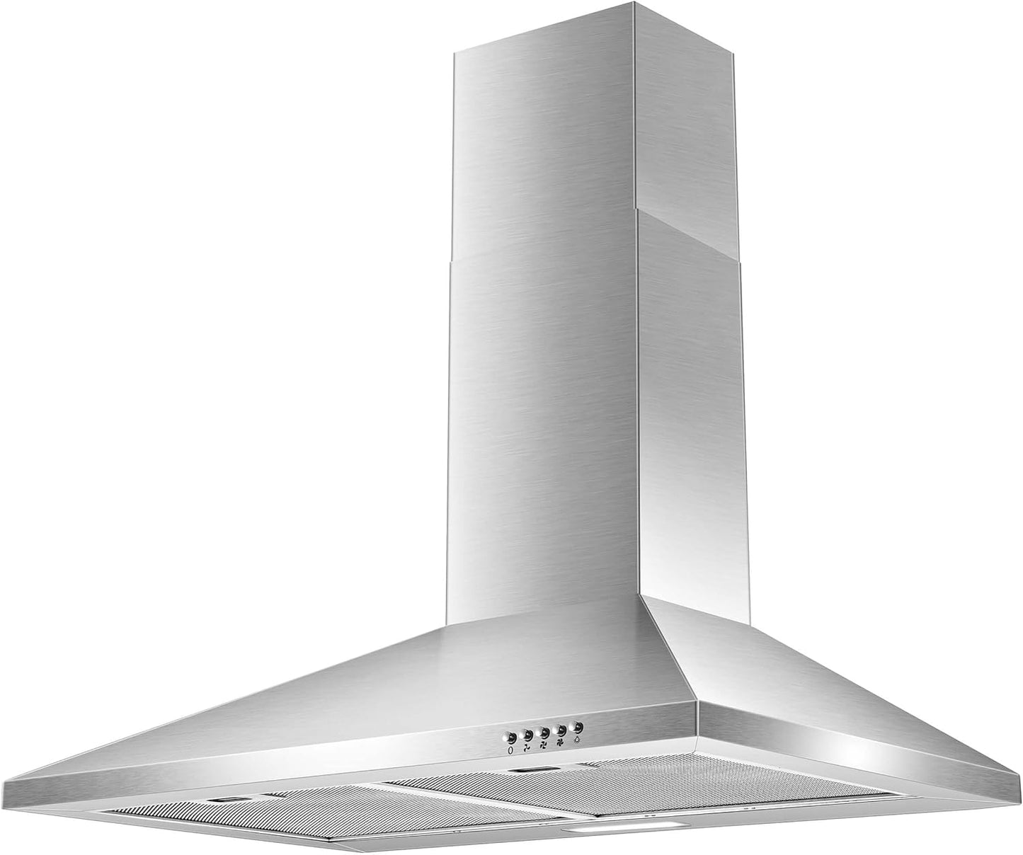 SNDOAS Range Hood 30 inch,Wall Mount Range Hood in Stainless Steel With Ducted/Ductless Convertible,Stove Vent Hood with Aluminum Filters,3 Speed Exhaust Fan,LED Light,Button Control
