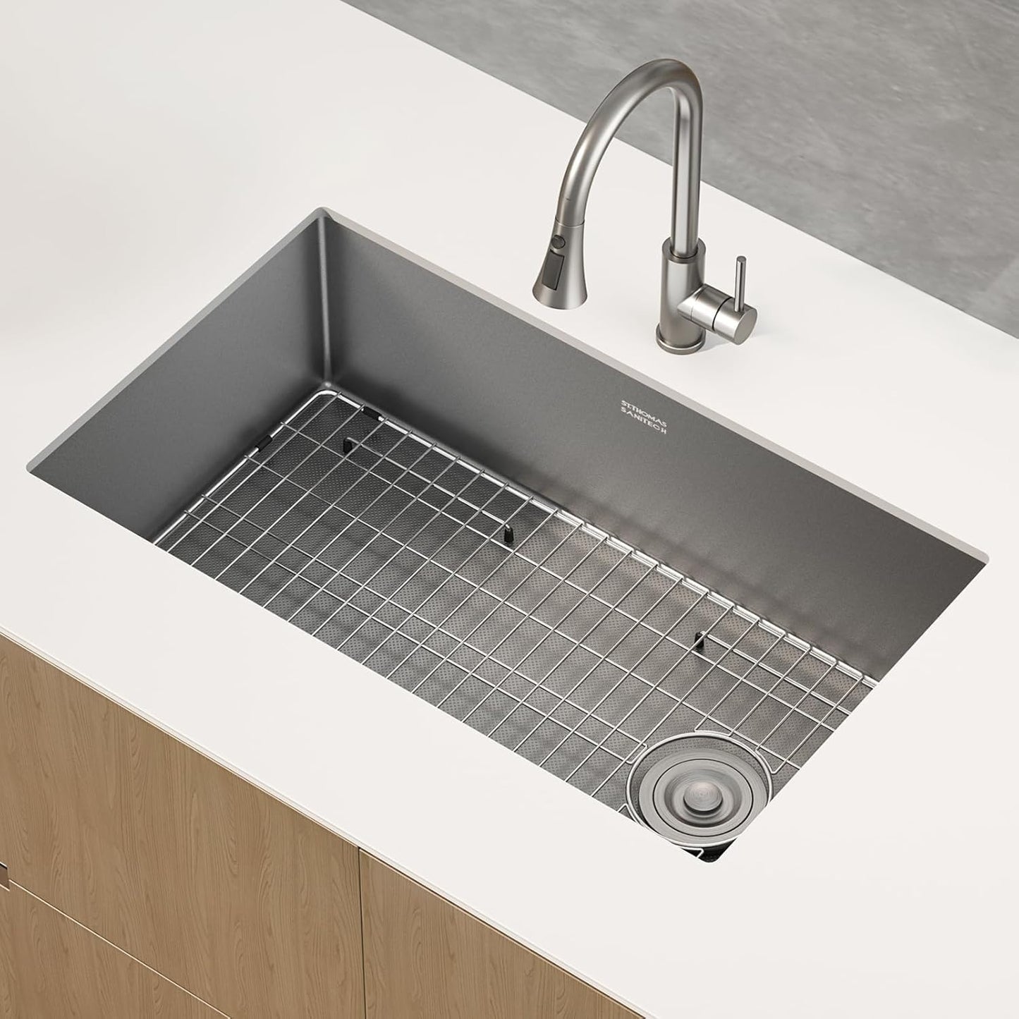 32 Inch Undermount Kitchen Sink, 304 Stainless Steel with Nano Coating, Single Bowl, Modern Design for Workstation, RV, Prep Kitchen & Bar, Drain Assembly Included, 32x19 Inch (Silver)