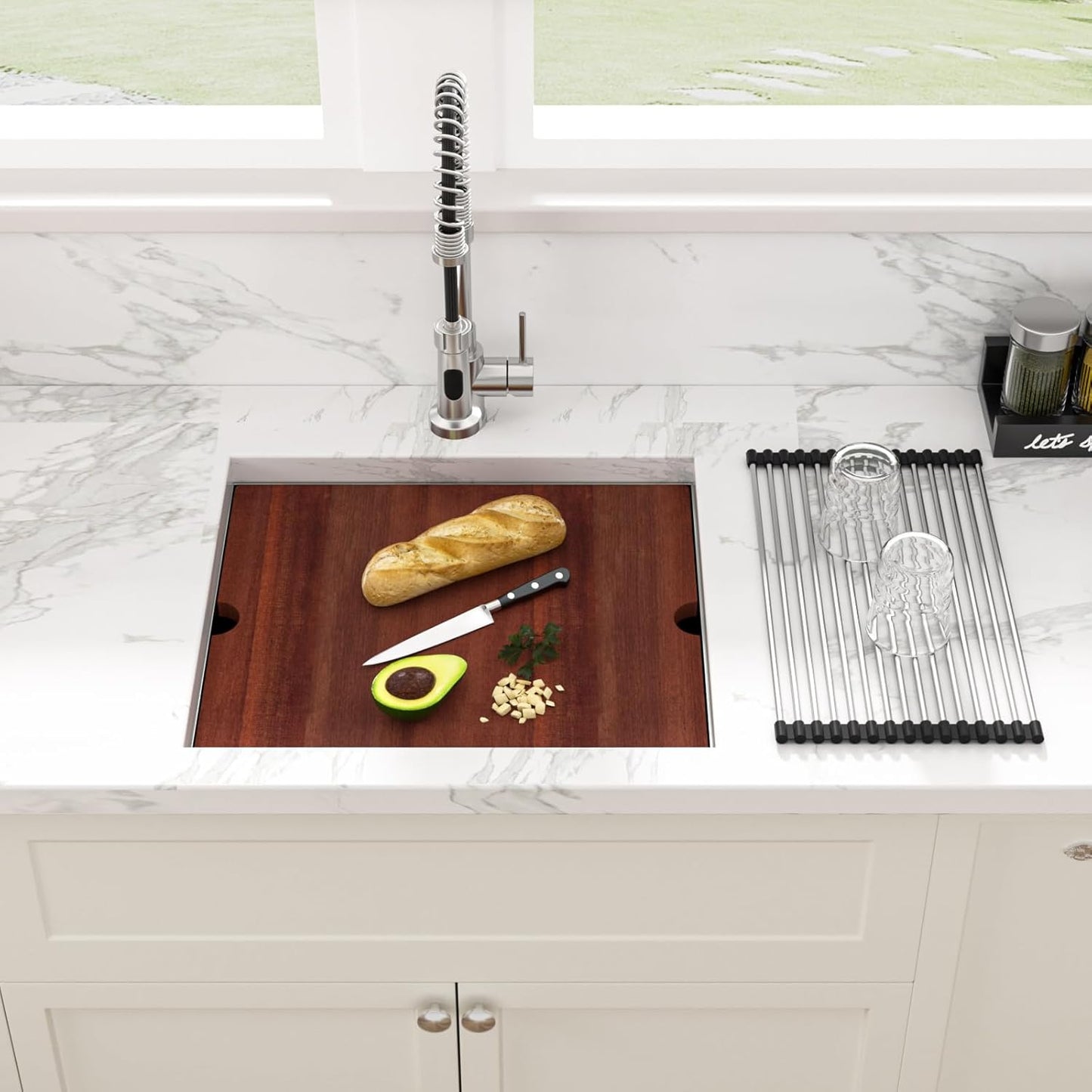 Sarlai 33 Undermount Sink Gold Stainless - 33" x19" Kitchen Sink Ledge Workstation Gold 16 Gauge Stainless Steel Deep Single Bowl Under Counter Rectangular Kitchen Sinks Basin