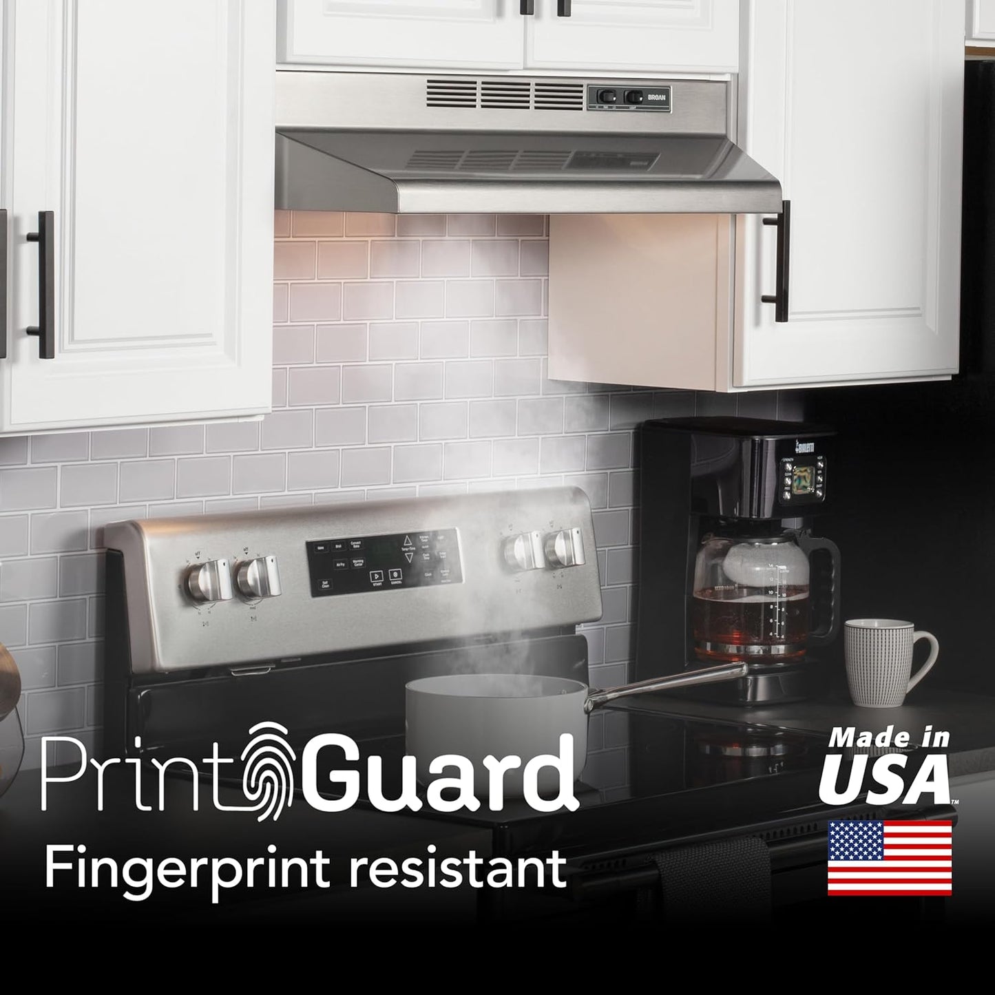 Broan-NuTone 4130SF Fingerprint Resistant Ductless Under-Cabinet Range Hood, 30-Inch, Stainless Finish with Print Guard