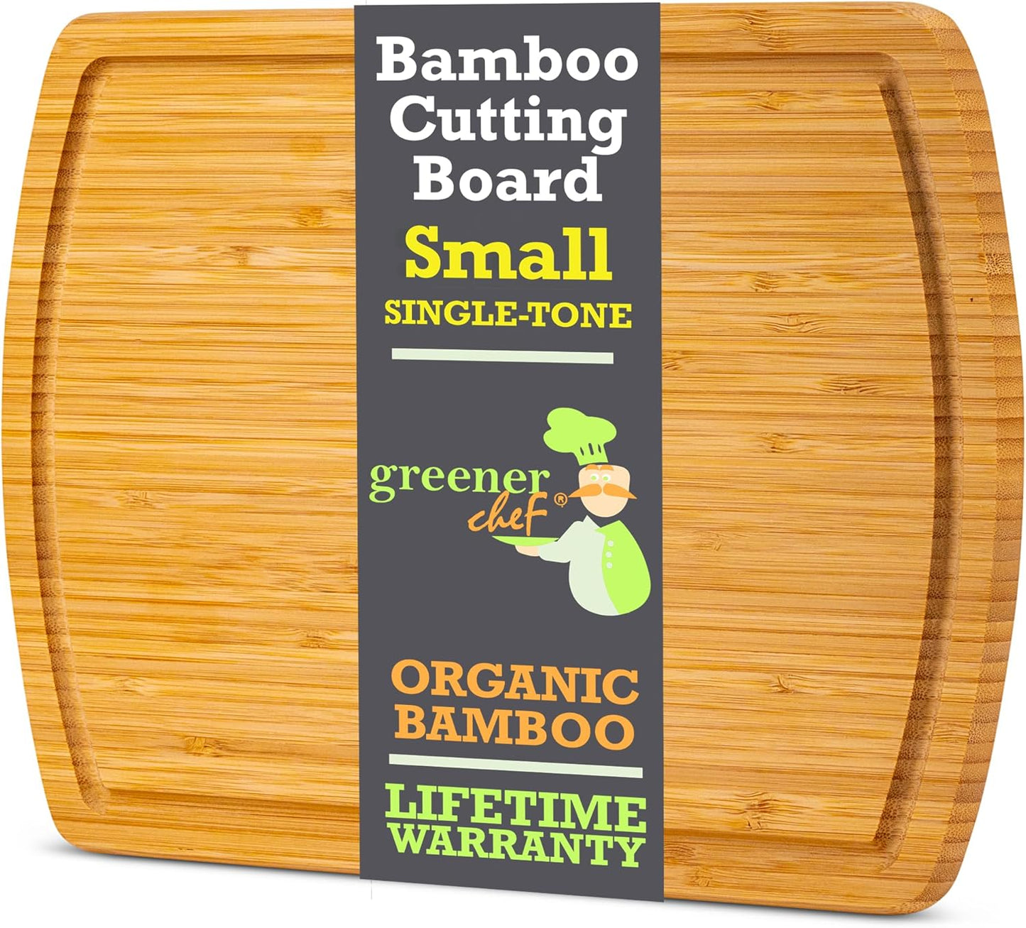 GREENER CHEF 15 Inch Medium Cutting Board with Lifetime Replacements, Bamboo Cutting Boards for Kitchen, Butcher Block, Medium Wooden Chopping Board for Meat, Veggies, Non Toxic Charcuterie Board