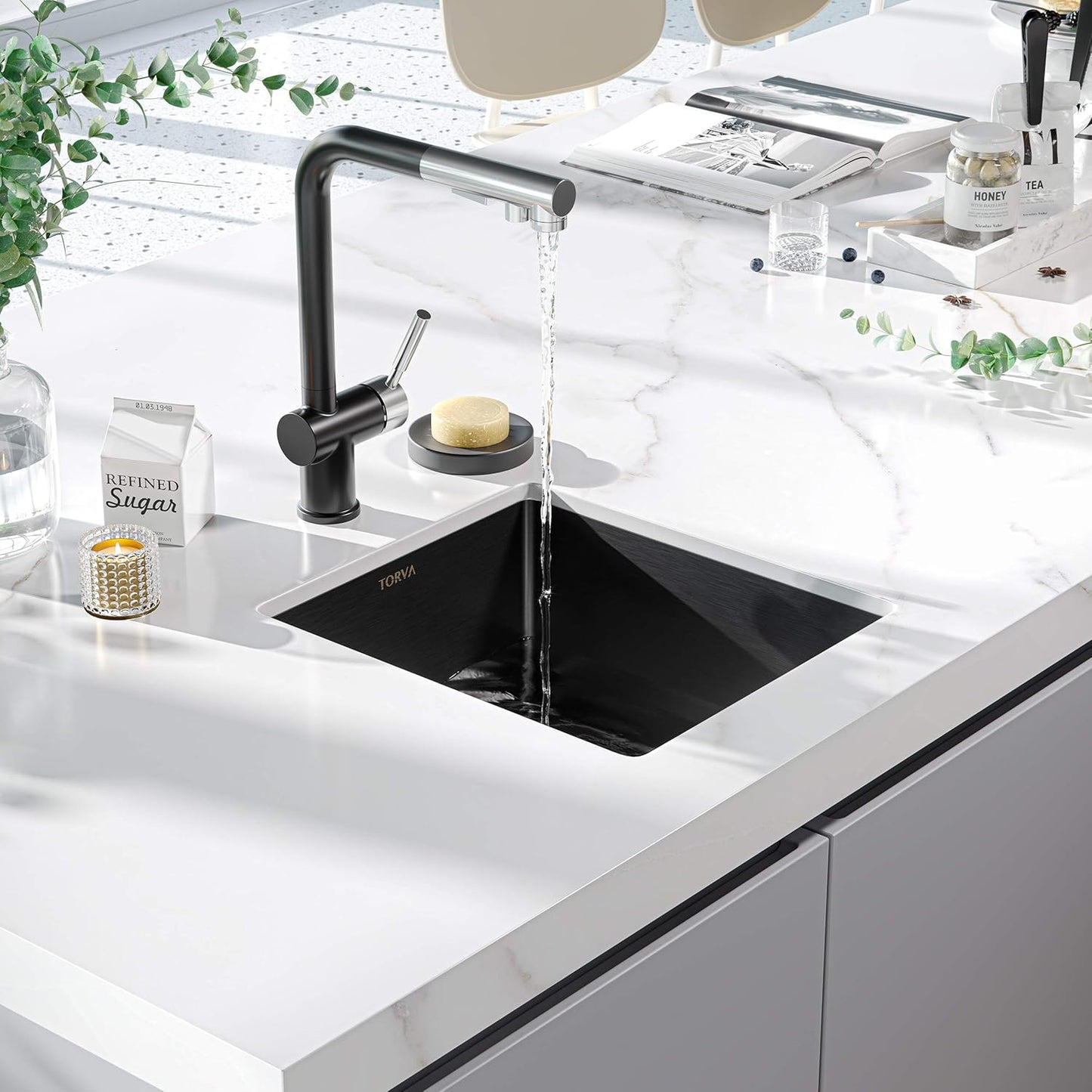 TORVA 15 x 17 Inch Undermount Kitchen Sink, Premium 304 Stainless Steel Bar Sink - 9 Inches Deep Basin Single Bowl Sink