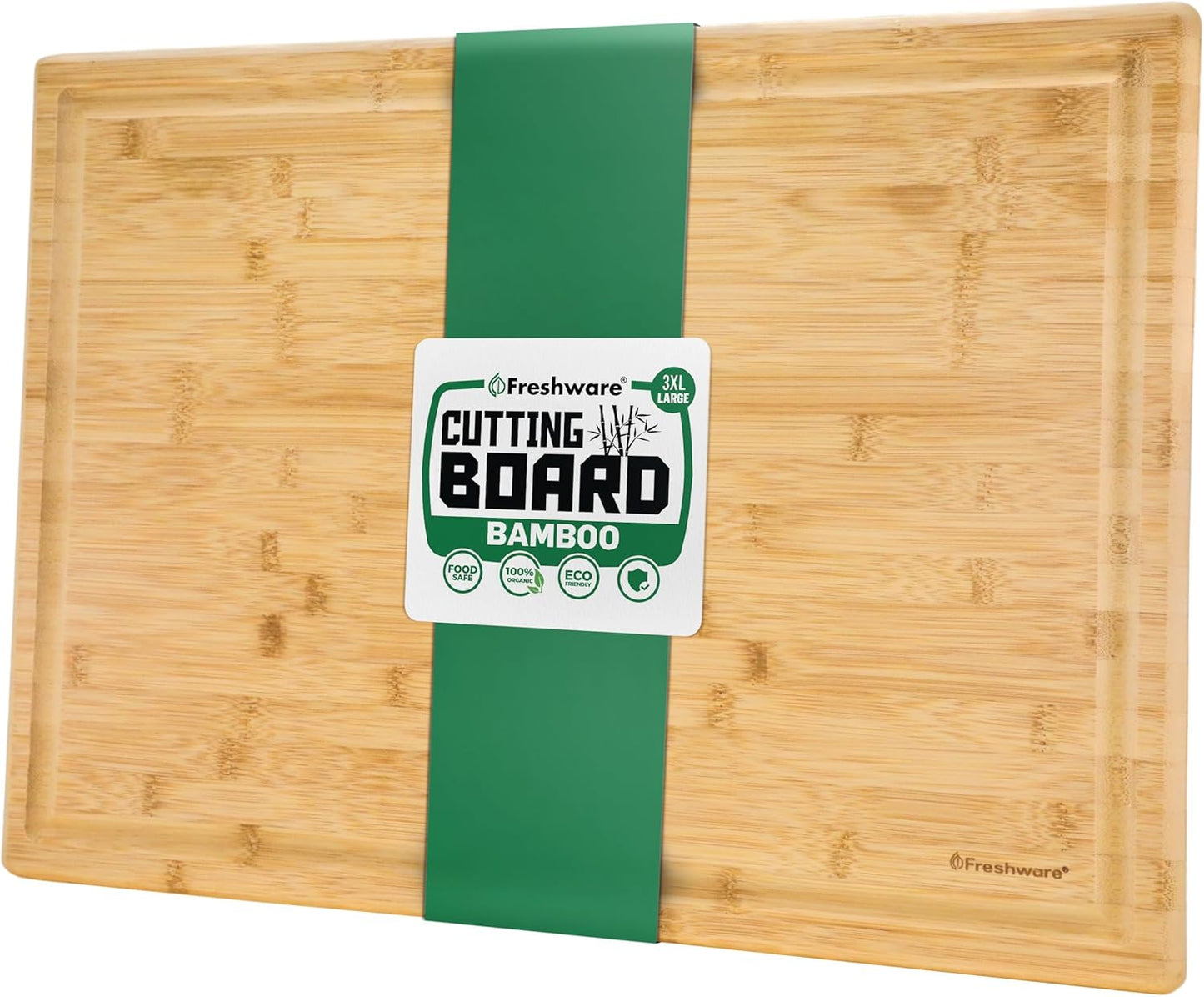 Bamboo Cutting Boards for Kitchen [Set of 3] Wood Cutting Board for Chopping Meat, Vegetables, Fruits, Cheese, Knife Friendly Serving Tray with Handles
