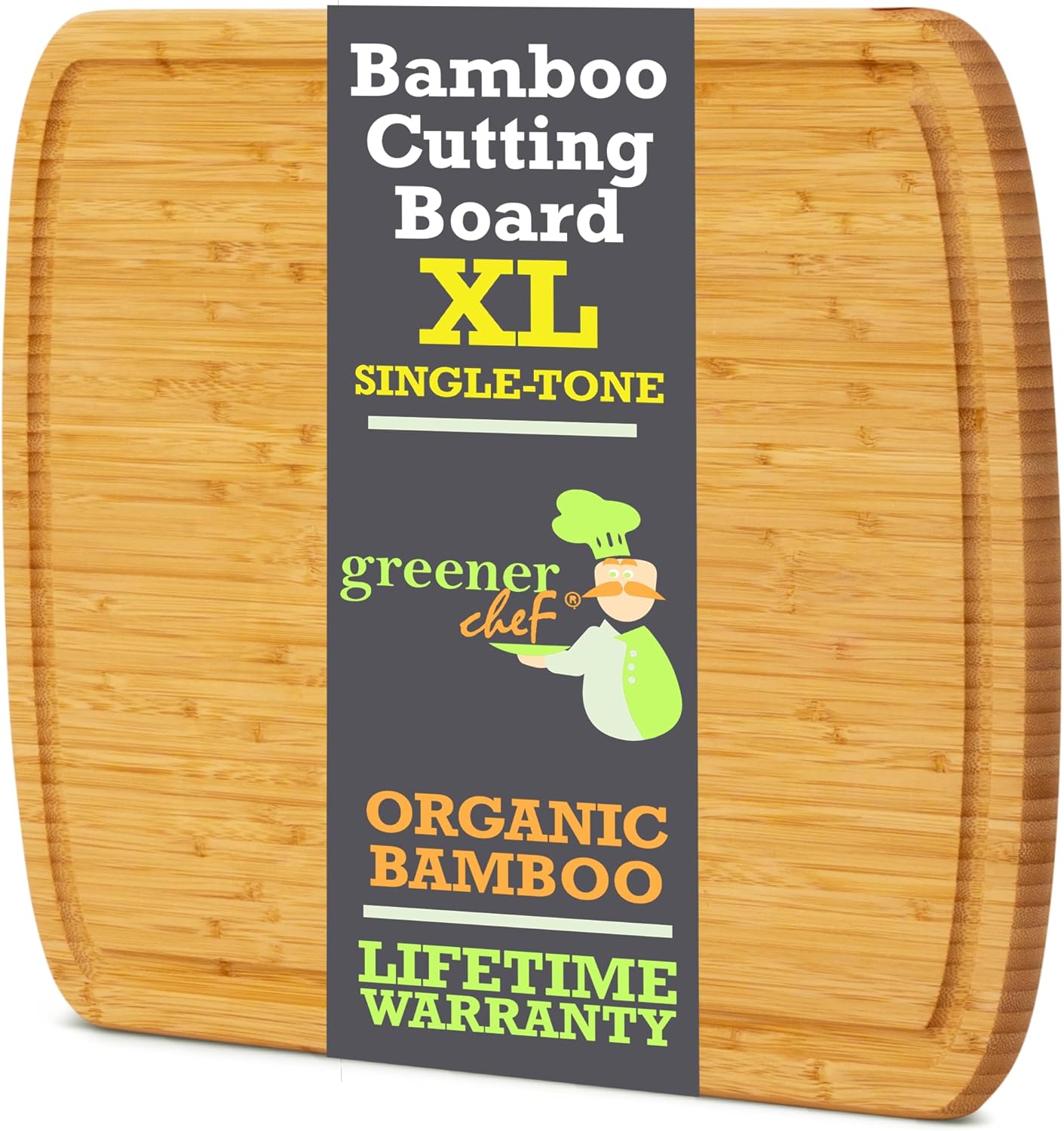 GREENER CHEF 15 Inch Medium Cutting Board with Lifetime Replacements, Bamboo Cutting Boards for Kitchen, Butcher Block, Medium Wooden Chopping Board for Meat, Veggies, Non Toxic Charcuterie Board