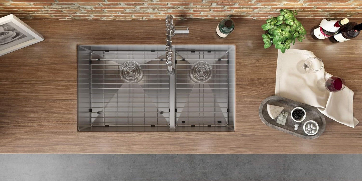 Ruvati 36-inch Low-Divide Undermount kitchen Sink - 60/40 Double Bowl kitchen Sink - 16 Gauge Stainless Steel Kitchen Sink with Brushed Finish, Easy-to-Clean, Undermount Sink - RVH7417