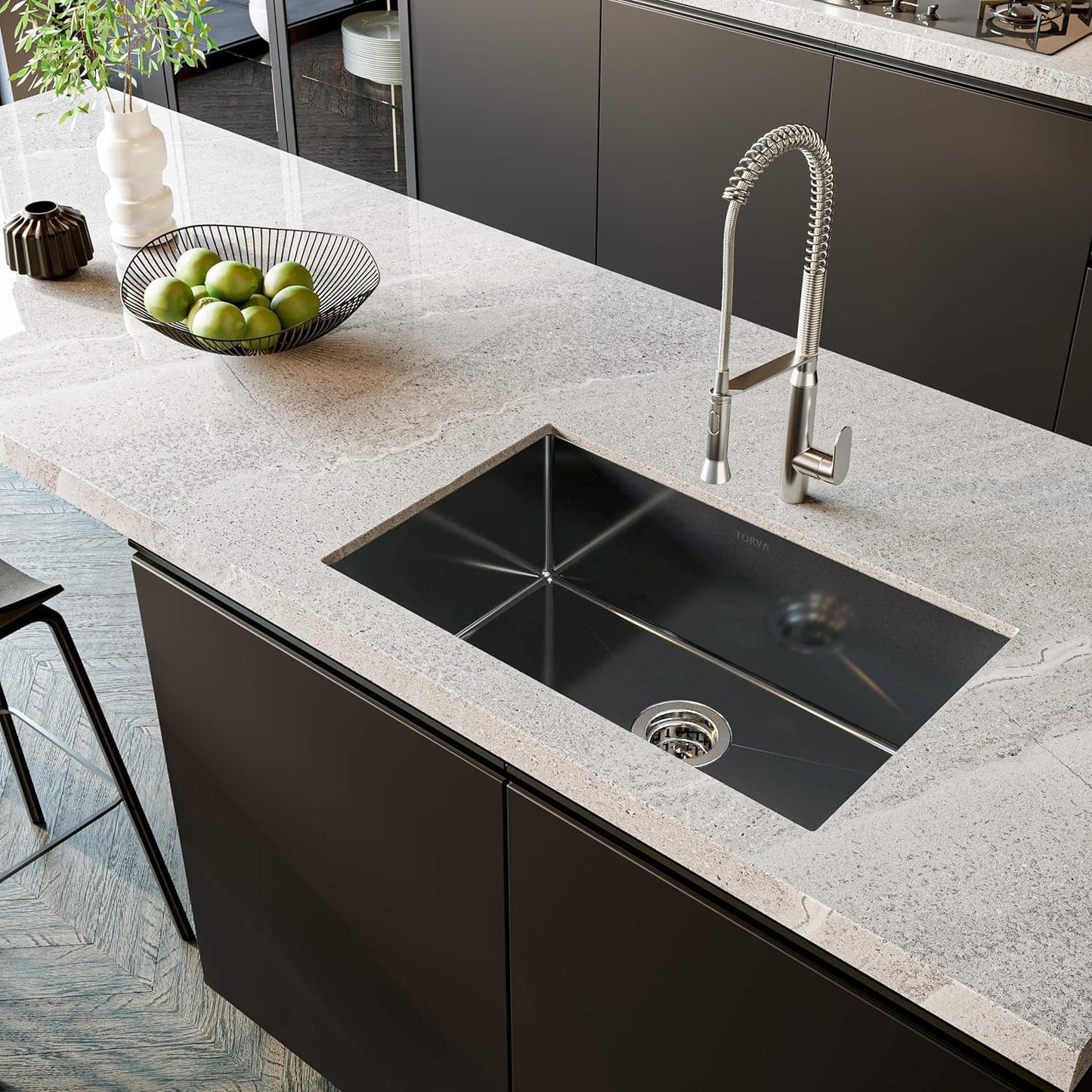TORVA 15 x 17 Inch Undermount Kitchen Sink, Premium 304 Stainless Steel Bar Sink - 9 Inches Deep Basin Single Bowl Sink