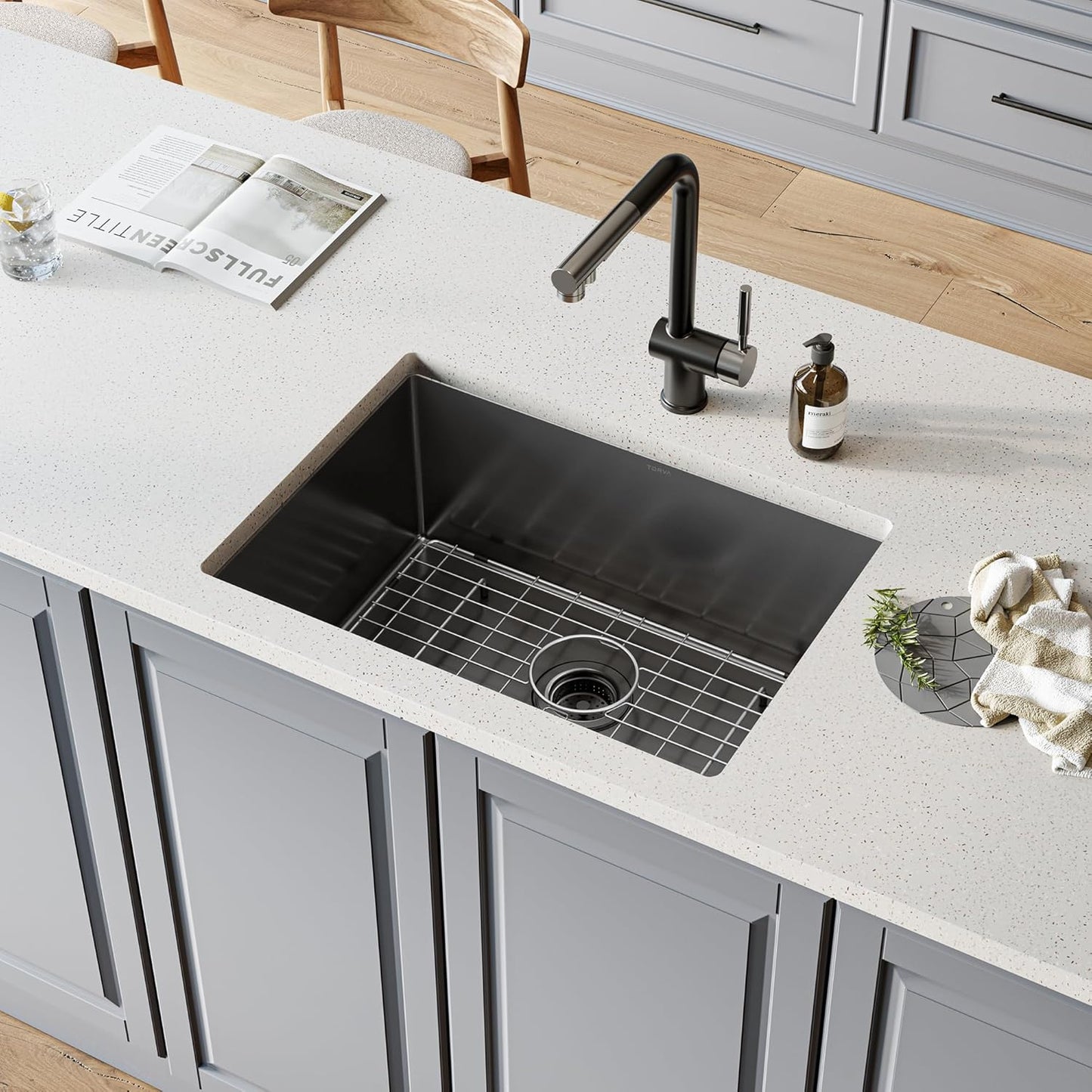 TORVA 15 x 17 Inch Undermount Kitchen Sink, Premium 304 Stainless Steel Bar Sink - 9 Inches Deep Basin Single Bowl Sink