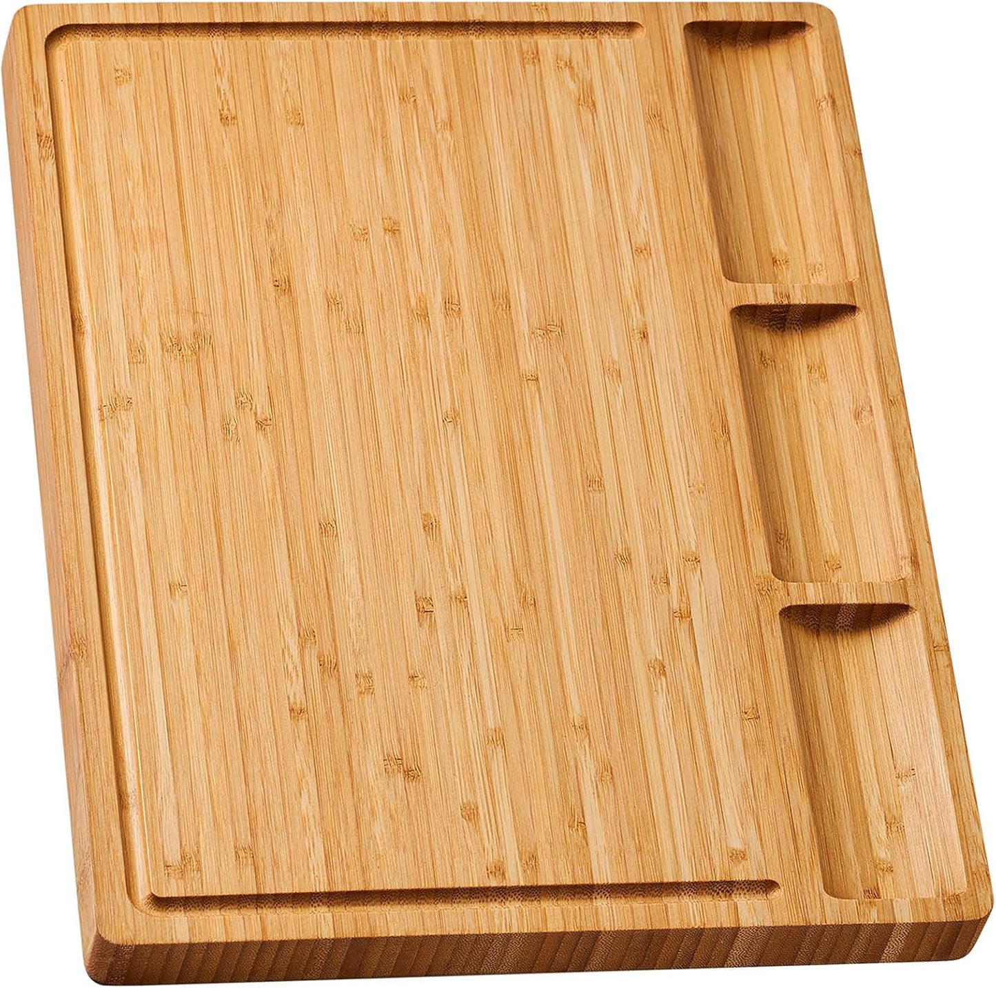 Bamboo Cutting Board for Kitchen, 18" Large Wood Charcuterie Cheese Board, Wooden Chopping Block with Side Handles and Juice Grooves