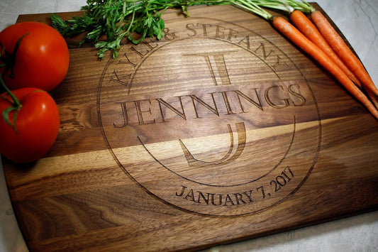 Personalized Wood Cutting Board Laser Engraved Anniversary or Wedding Gift Custom Charcuterie Board Personalized Father's Day Gift