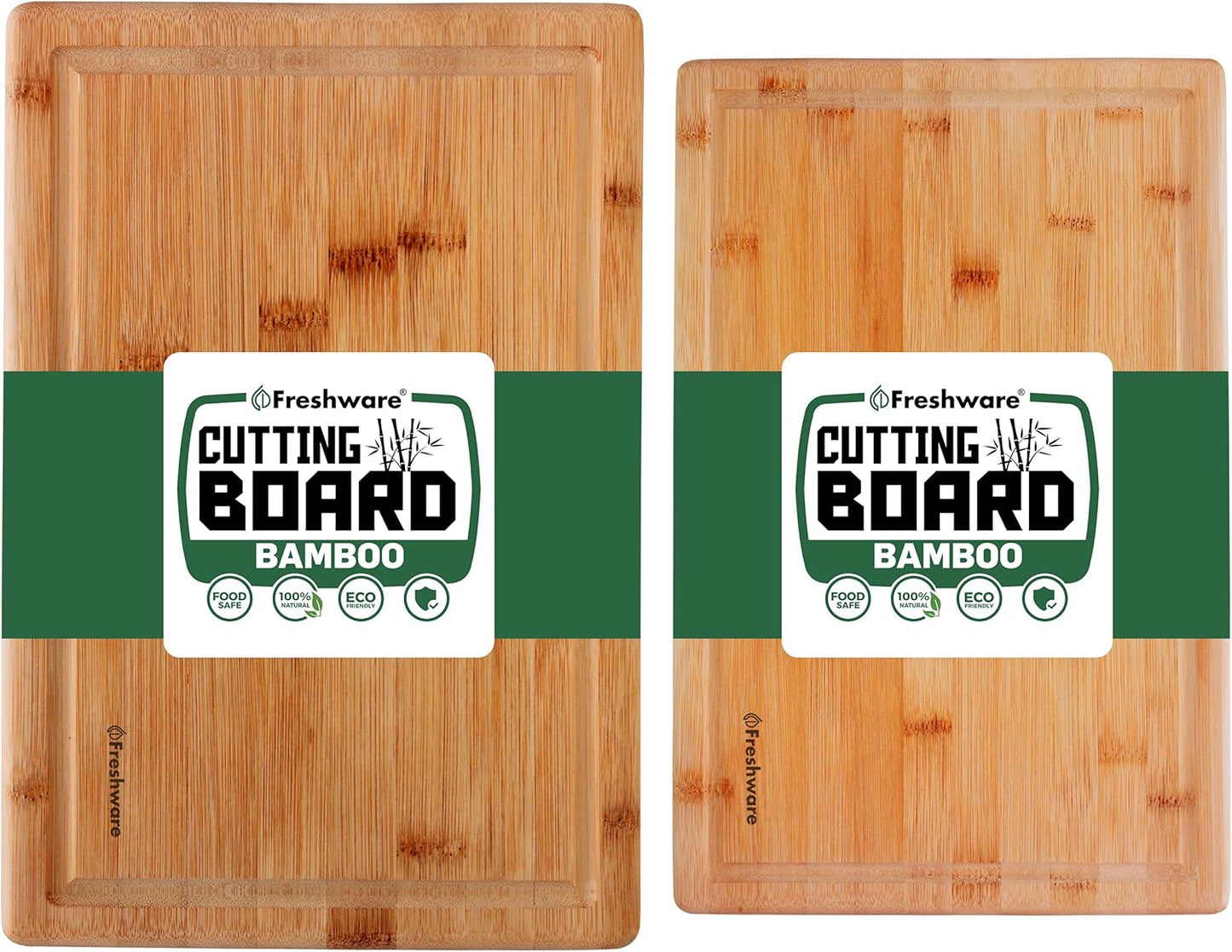 Bamboo Cutting Boards for Kitchen [Set of 3] Wood Cutting Board for Chopping Meat, Vegetables, Fruits, Cheese, Knife Friendly Serving Tray with Handles