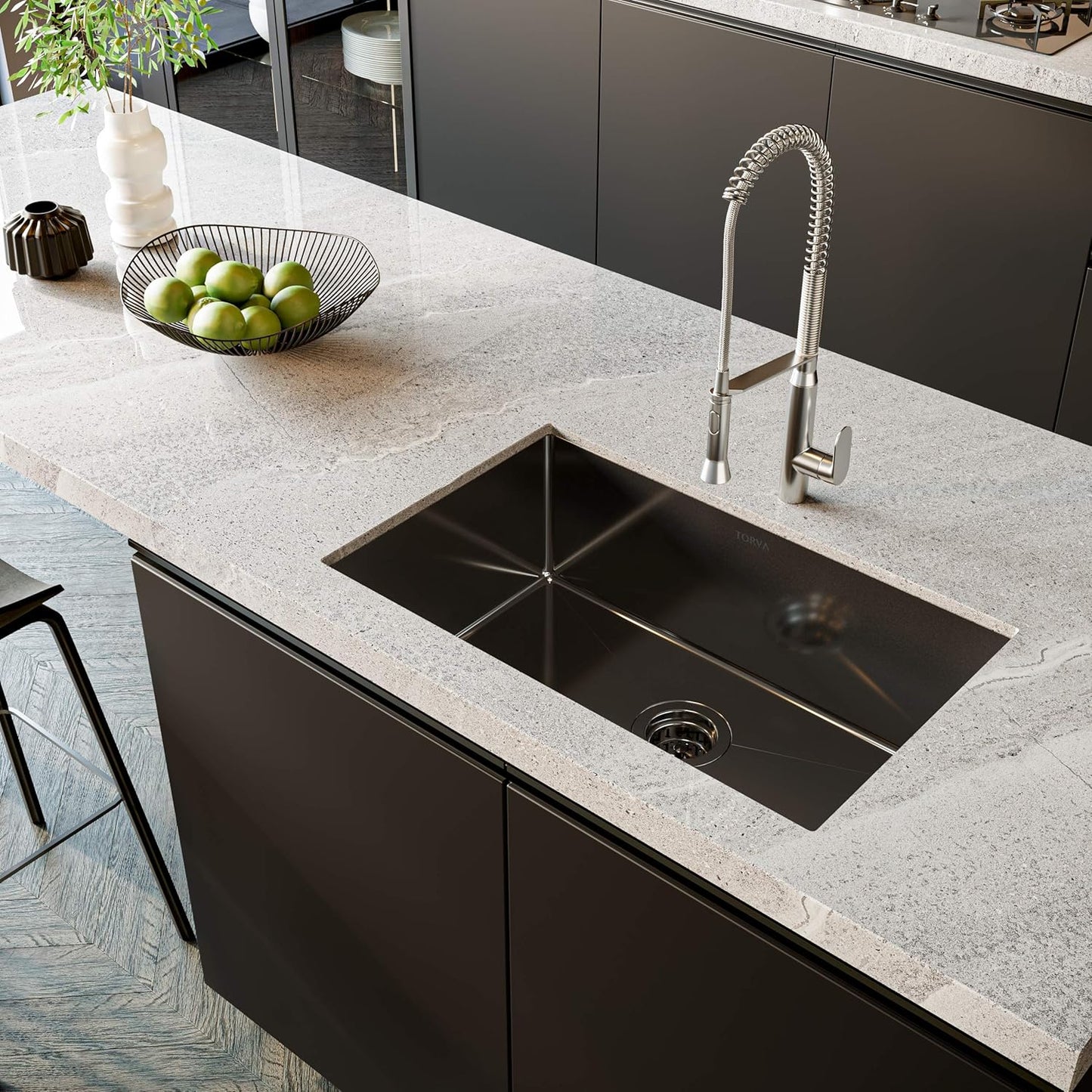TORVA 15 x 17 Inch Undermount Kitchen Sink, Premium 304 Stainless Steel Bar Sink - 9 Inches Deep Basin Single Bowl Sink
